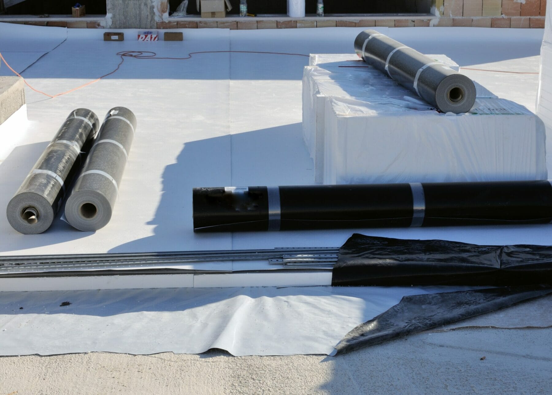 TPO roofing materials on roof